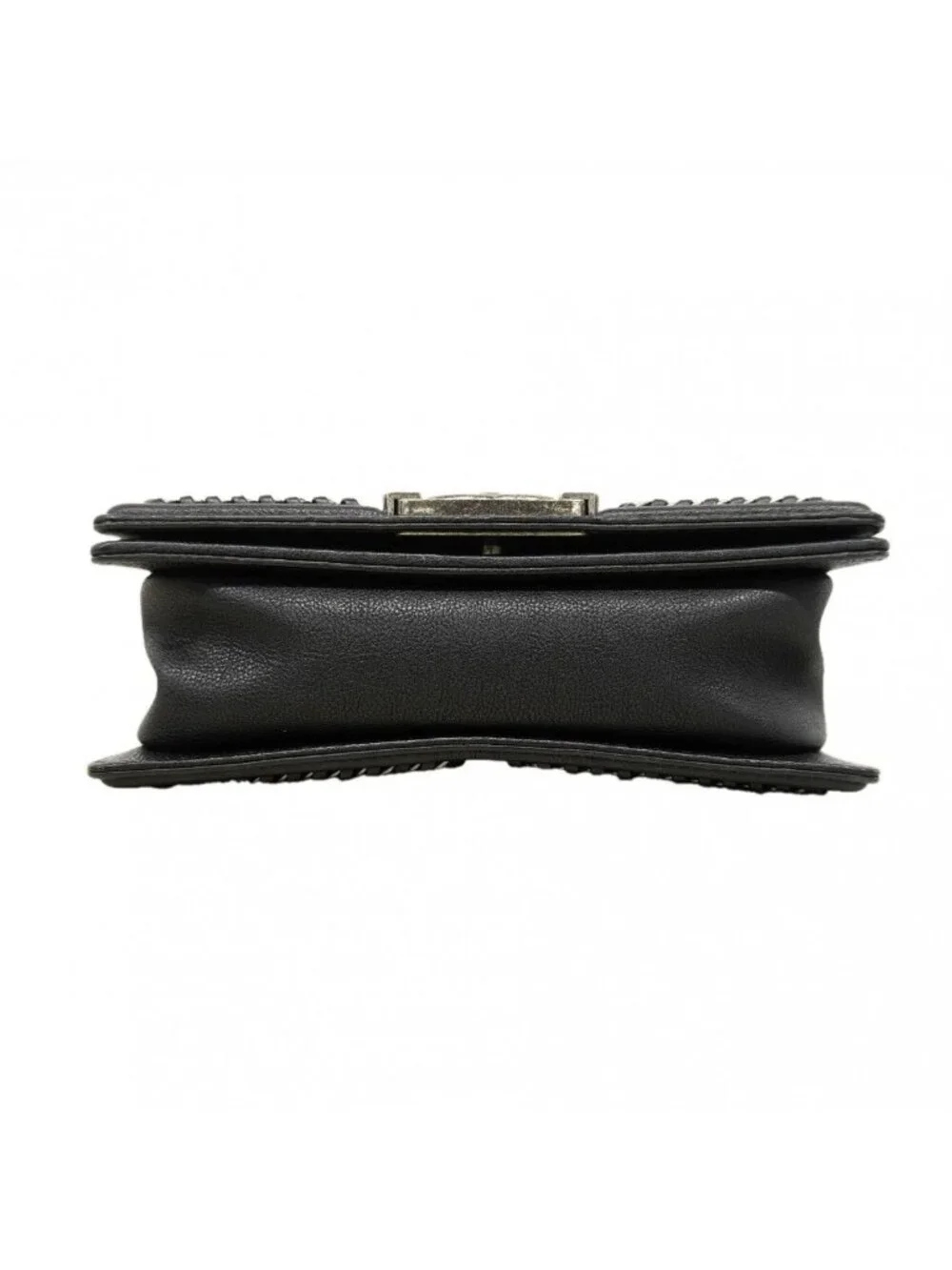 Chanel Handbag Boy Top Handle Calfskin Black Silver 2-Way